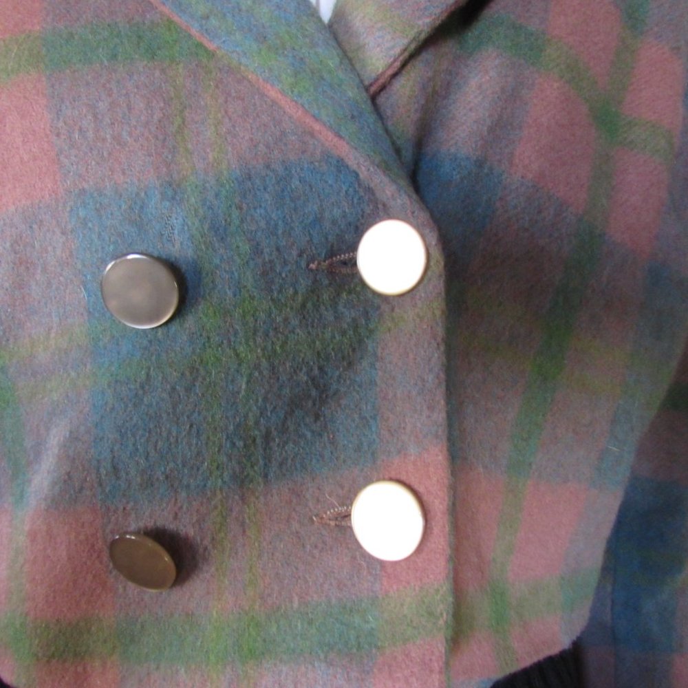 SALE Vintage Plaid Short Jacket & Weskit Vest - Picture 7 of 10